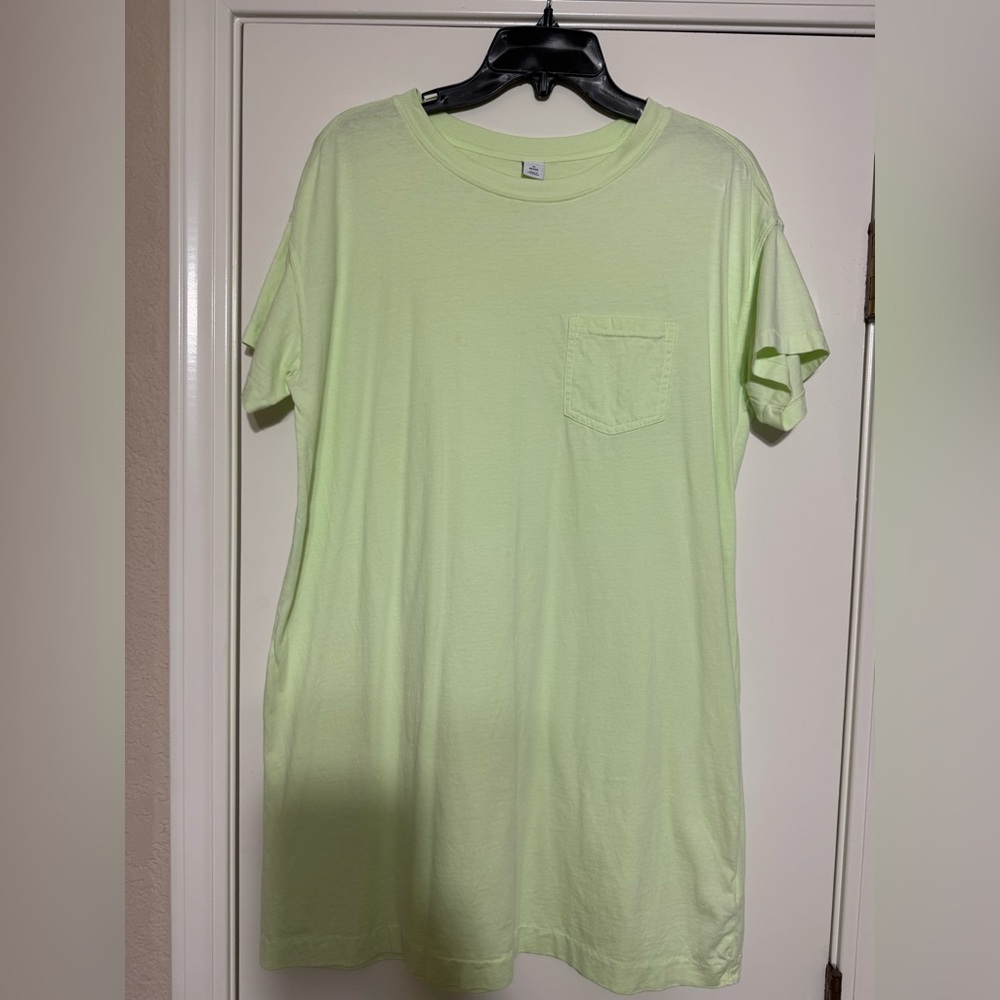 Lime Green Pocket Crew Neck T-Shirt dress